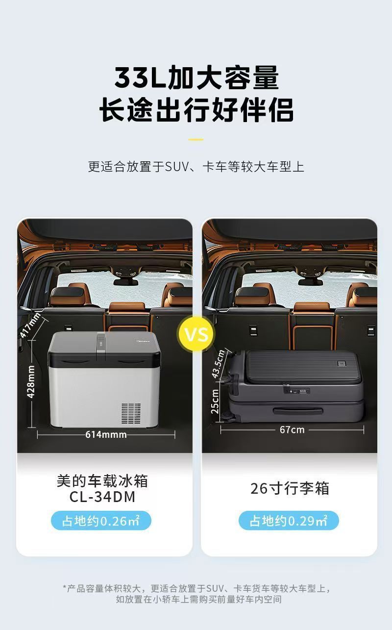 Midea Car Refrigerator Quick Freezing Fresh Box Fast Cooling Household User Cl-34Dm