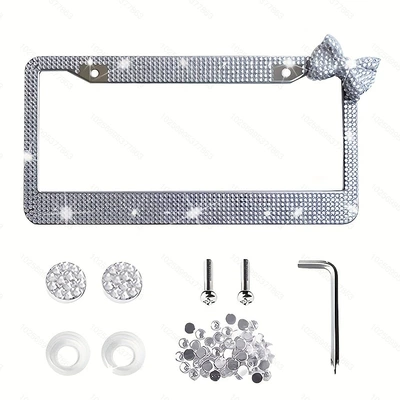 License plate holder/license plate holder – license plate holder - white-single-piece-with-white-bow
