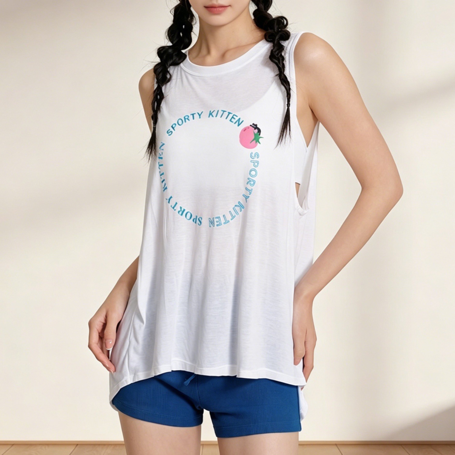 Yoga Wear Sports Vest for Women, Loose-Fitting Printed Outerwear, New Breathable Running Top, Beautiful Backless Sleeveless Fitness Cover-Up