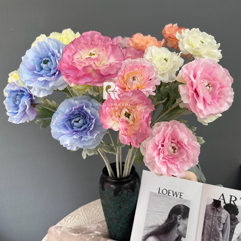 高端仿真花錦鯉洋牡丹假花植絨露蓮婚慶插花裝飾新娘手捧花花藝