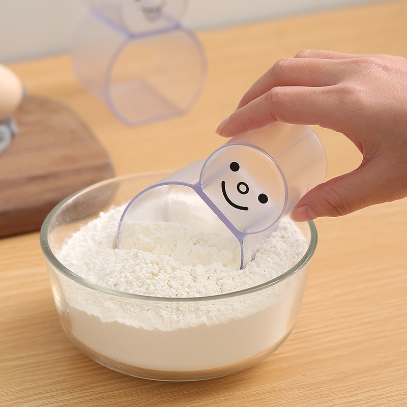 Escala taza de medición pequeño muñeco de nieve cuchara de lavado de arroz Escala de plástico multifuncional taza de medición hogar cuchara de medición