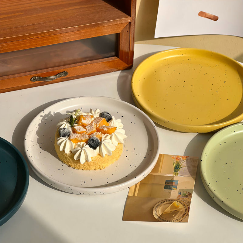 Korean Ins Style Splash-Ink Plate Posing Dish Plate Home Steak Cake Dessert Snack Plate High-Looking and Cute Korean Ins Style Splash-Ink Plate Posing Dish Plate Home Steak Cake Dessert Snack Plate High-Looking and Cute