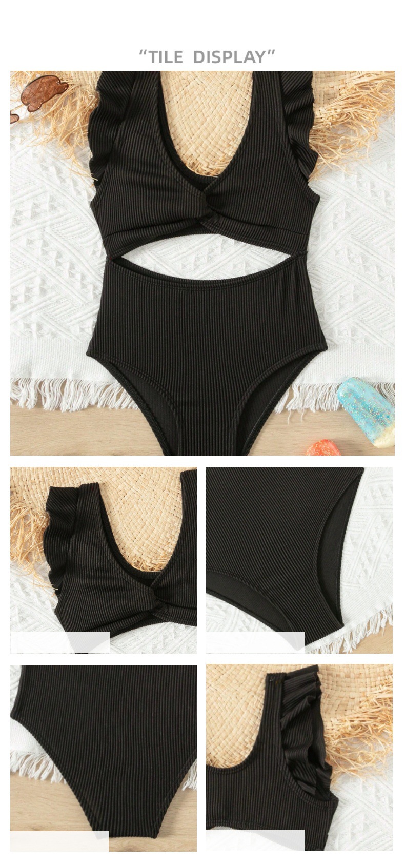 Ein Badeanzug Aus Spitze In Unifarbenem Design Für Damen Und Kind_voghion.com