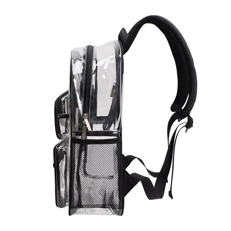 Fábrica de nueva moda personalizada de moda de moda de bolsillo de gran capacidad mochila de PVC transparente mochila a prueba de rociadores image 4