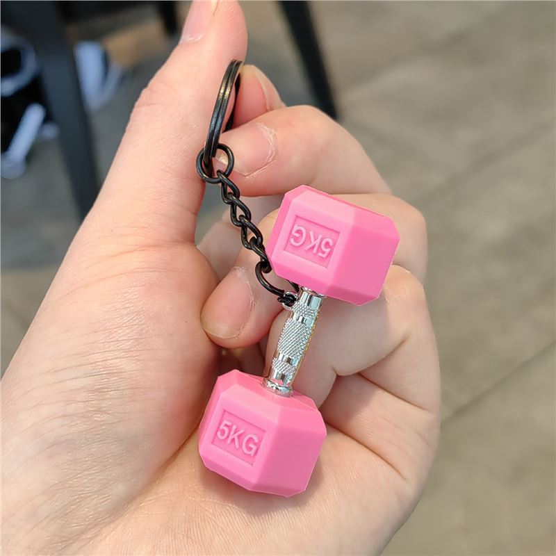 Llavero de fitness barra colgante deportivo creativo mancuerna mochila escolar periférica deportes taza de agua colgante regalo para hombres y mujeres