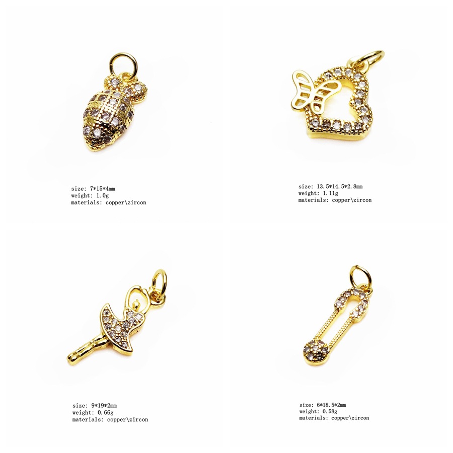 2g Weight Pendant Jewelry Making Type Zircon Inlay Material DIY Jewelry Accessories Classification 1 Piece Quantity Copper Material Leaf, Heart Shape, Bow Knot Pattern Inlay Design Simple Style Style 1 Piece Copper Zircon Leaf Heart Shape Bow Knot Pendant 6