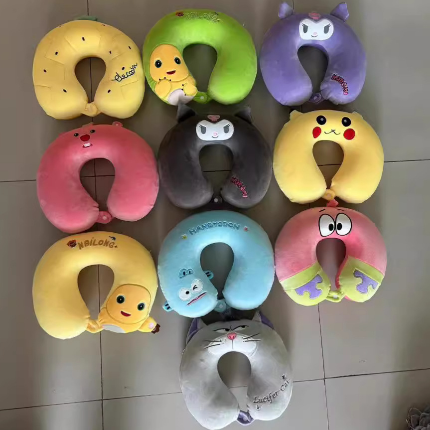 卡通学生U型枕便携慢回弹记忆棉护颈枕汽车旅行午睡枕可拆洗批发