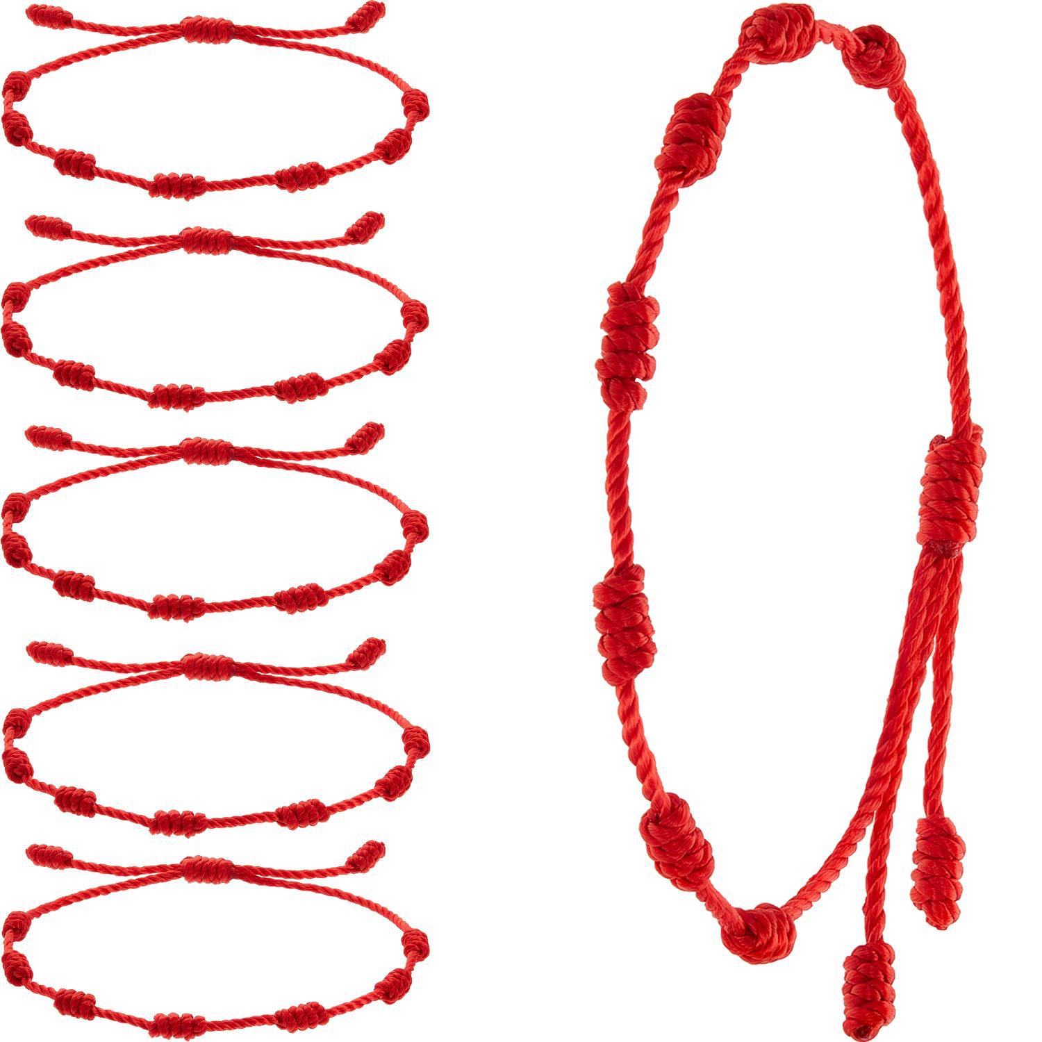 Amazon Hot Sale 7 Knot Lucky Bracelet Cross-border Creative Hand-woven Adjustable Red Bracelet