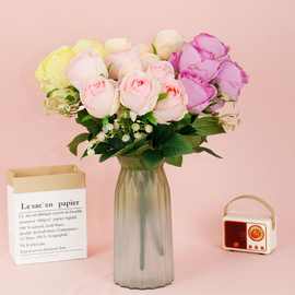 仿真玫瑰花花卉批发高级感7玫蕾家居装饰户外婚礼插花布置外贸