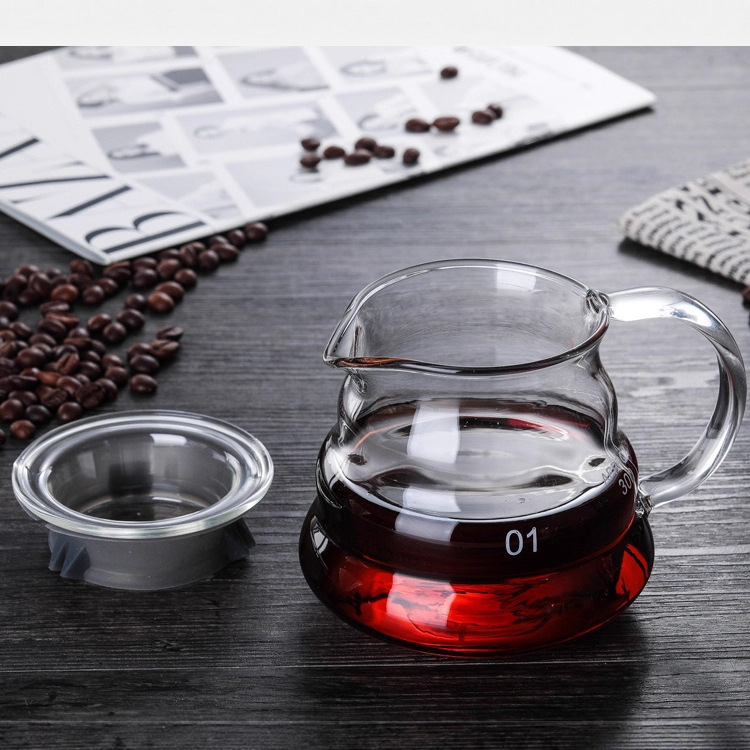 High Borosilicate Glass Hand-Brewed Coffee Pot Cloud Pot Filter Cup Filter Sharing Pot Household Coffee Pot High Temperature Resistant Open Flame
