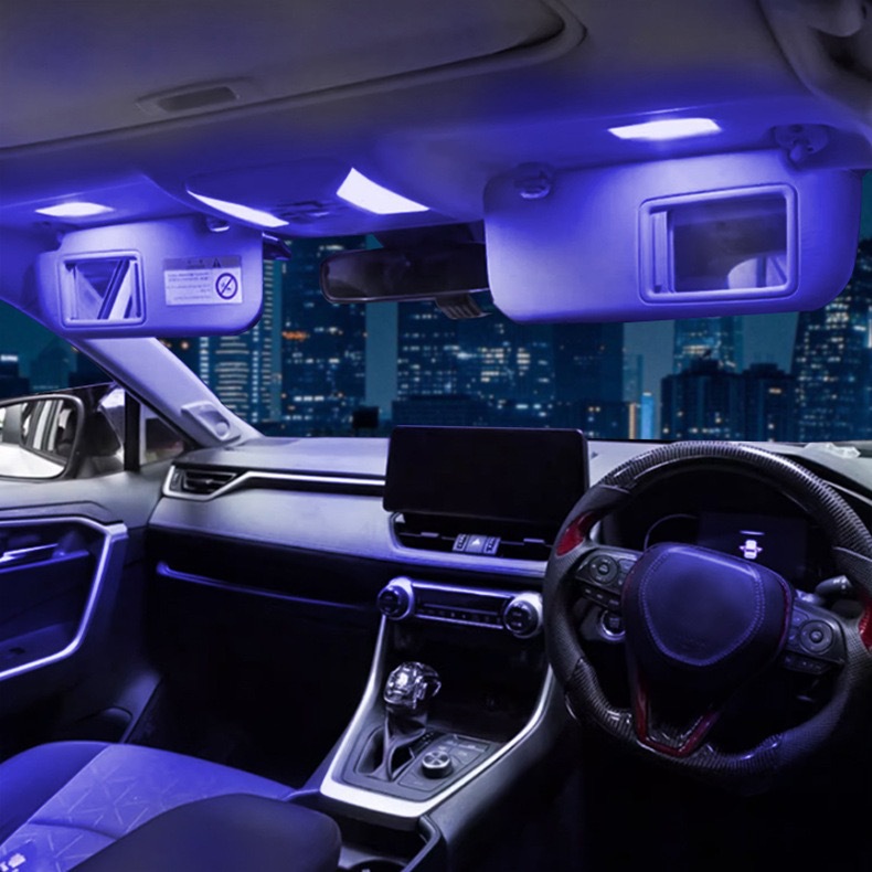 Suitable for 19-20 Toyota RAV4 RongFang LED flat reading light colorful roof light RF with remote control interior