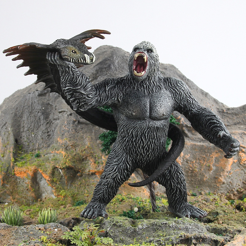 Transfronterizo simulación grande gorila cantando serpiente animal modelo King Kong Python monstruo salvaje sólido escritorio decoración juguete