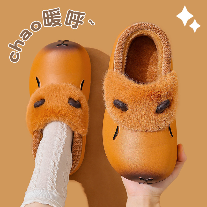 Zapatillas de algodón Capiballa para mujeres invierno 2025 nuevas parejas calentadoras impermeables a prueba de agua zapatos de algodón caseros