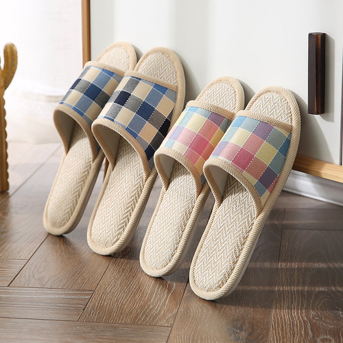 Home Interior Slippers Linen Spring Summer Autumn Winter Unisex Cotton Linen Fabric Home Use Wooden Floor Guest Slippers