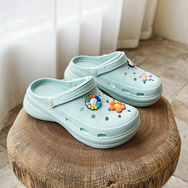 Drooping 4.0 soft bottom height increasing hole shoes candy color platform sandals girls' garden shoes summer outdoor women's shoes