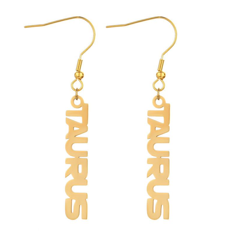 Simple Style Letter Stainless Steel Gold Plated Drop Earrings 1 Pair display picture 5