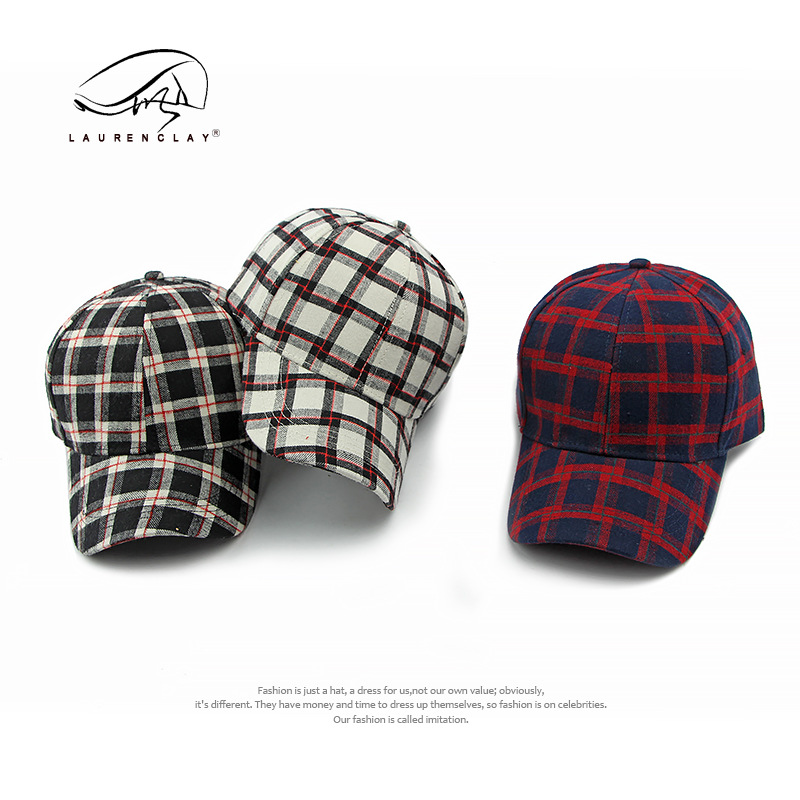 Estilo coreano de moda a cuadros tapa enarbolada de las mujeres primavera/verano otoño protección solar al aire libre Sombrero duro superior gorra de béisbol de los hombres de moda