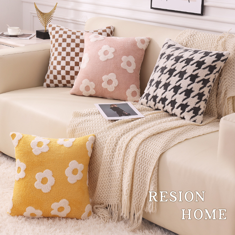 Shu cotton velvet jacquard pillowcase light luxury pastoral style plush sofa pillow home decoration living room pillow cushion