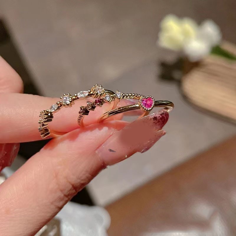 Exquisite Zircon Three-piece Ring Set For Women Adjustable Design_voghion.com