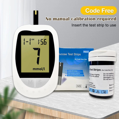 Blood glucose tester export home English foreign trade large screen intelligent code-free blood glucose meter with test strips and test paper blood glucose meter
