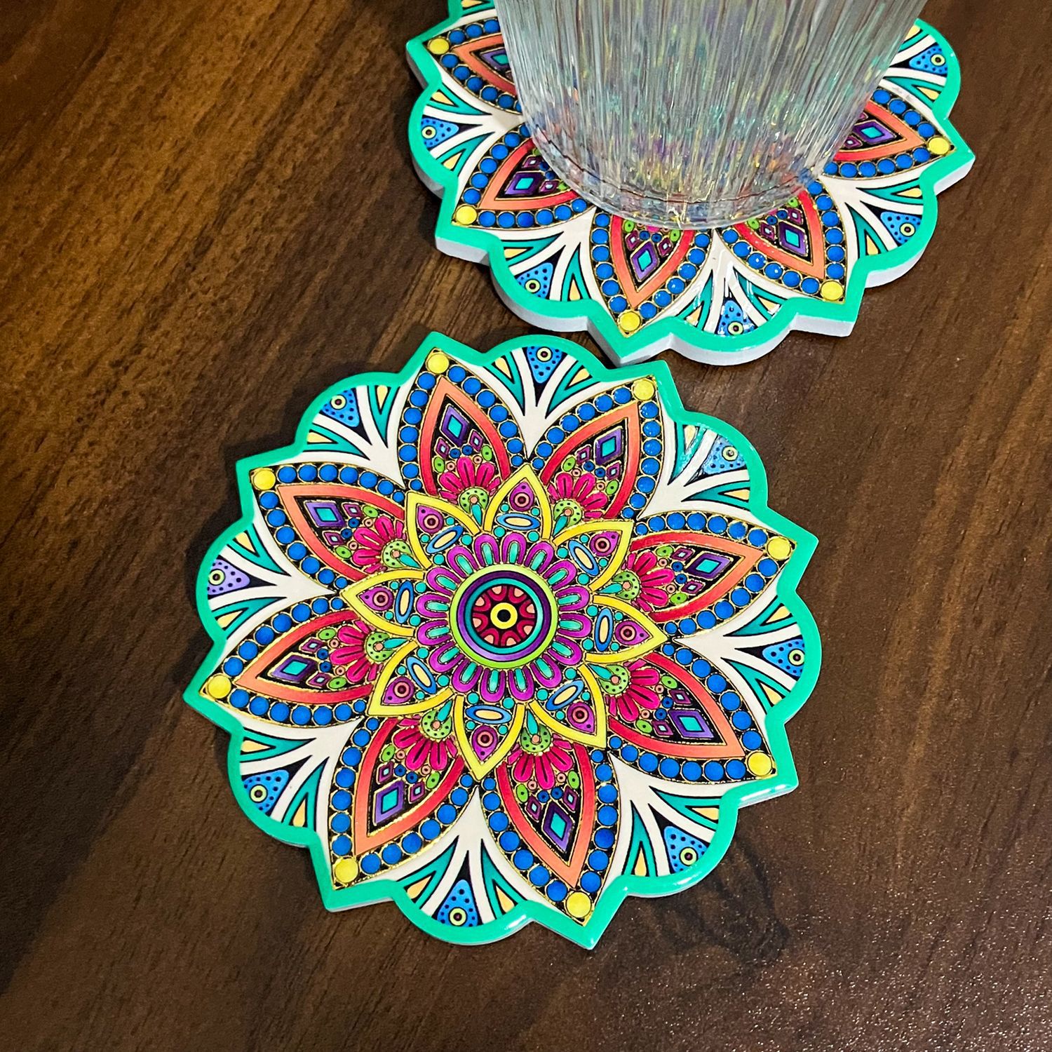 Nuevo posavasos en forma de flor, artesanía de bronceado, textura en relieve, posavasos para el hogar creativo de estilo étnico bohemio