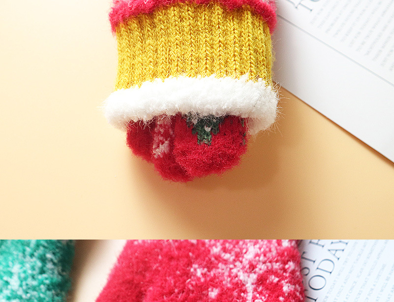 Warm gloves ladies winter dew finger touch screen with wool thickened knitting New Year Christmas red Korean version wholesale_voghion.com