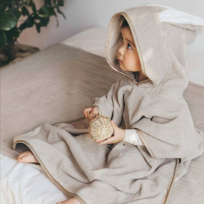 Corea del Sur bebé ins niños Toalla de baño capa de algodón puro absorbente Albornoz lindo dibujos animados casa playa Toalla de baño