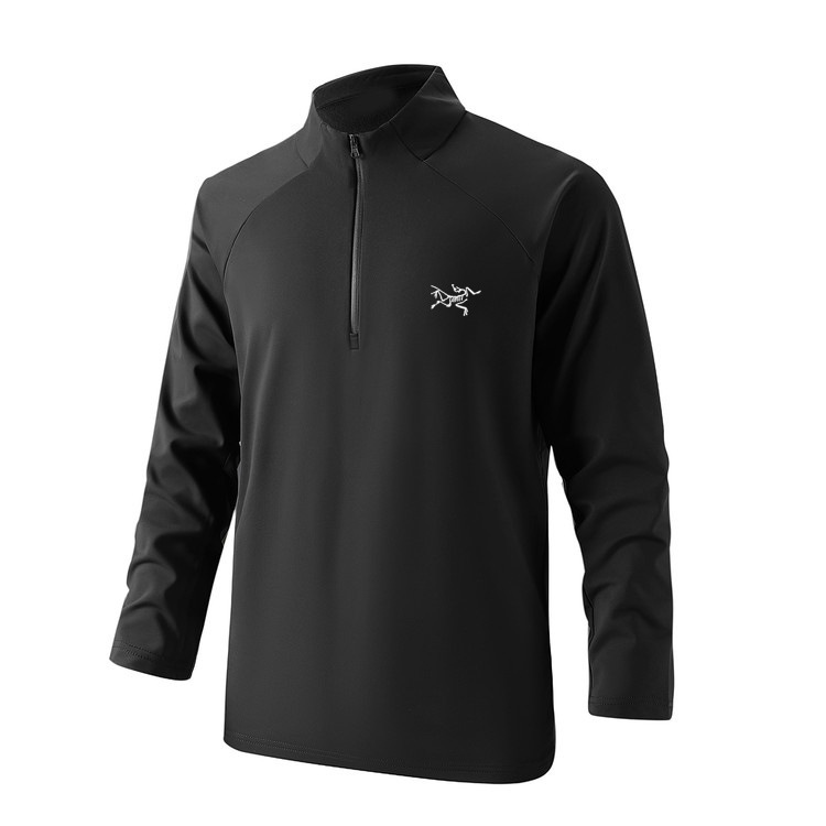 Niaojia T-Shirt Men's Half-Zip Stand-Up Collar Outdoor Sports Fitness Running Men's Autumn and Winter Warm Tops Cycling Casual Wear