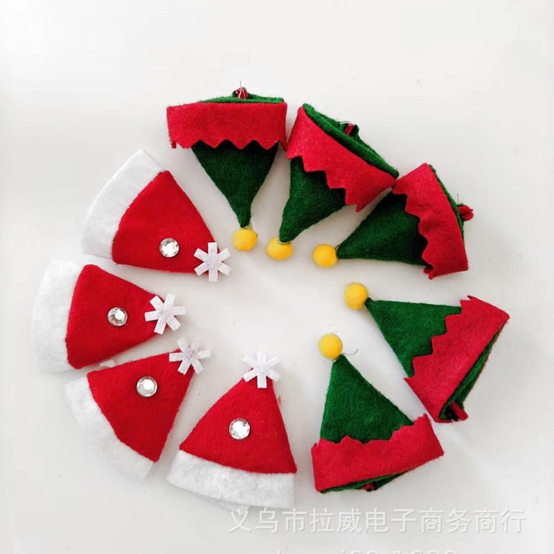 クロスボーダーミニクリスマス帽子ロリポップ装飾帽子ワインボトルカバー帽子不織布クリスマス装飾帽子|undefined