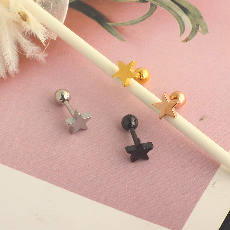 Ear Studs Classification 1 Piece Quantity 1 Piece Simple Style Star Stainless Steel Ear Studs
