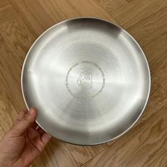 [リトルベア] ins風韓国ステンレスメタルトレイネットセレブデザートプレート厚みのあるラウンドプレートフラットプレートボーンプレート