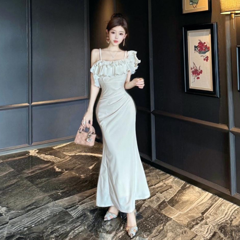 6399跨境外贸女装批发东南亚纯欲缎面鱼尾晚礼服长款吊带连衣裙女|undefined
