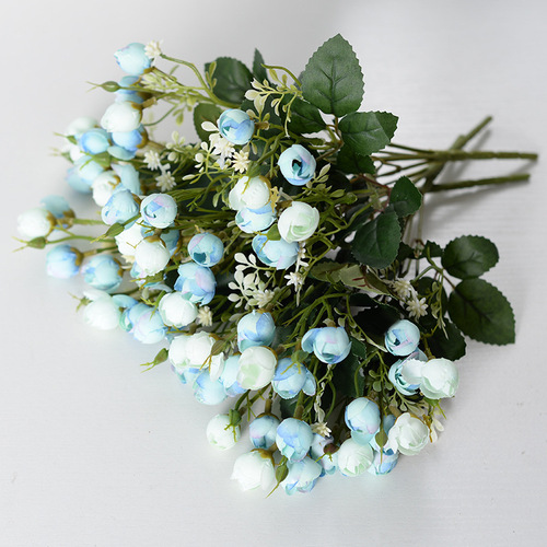 Simulated Rose Green Bud Bouquet, Artificial Flower Arrangement for Home, Hotel, Wedding Decor, Fake Flowers, Chrysanthemum