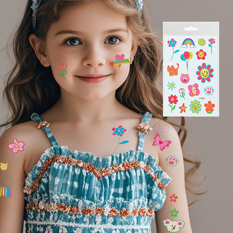 Luminous Cute Cartoon Children's Tattoo Stickers Cross-Border Waterproof and Sweat-Proof Stickers Facial Disposable Face Stickers