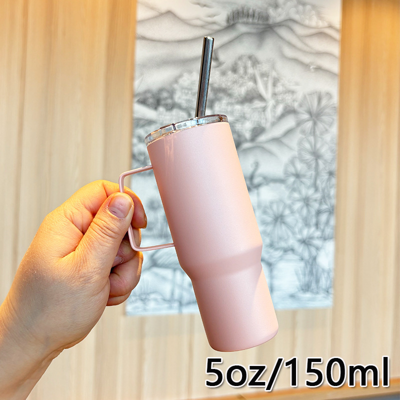 Nuevo 304 acero inoxidable 5oz mini mango taza de vino portátil taza de paja al aire libre taza de café 150ml