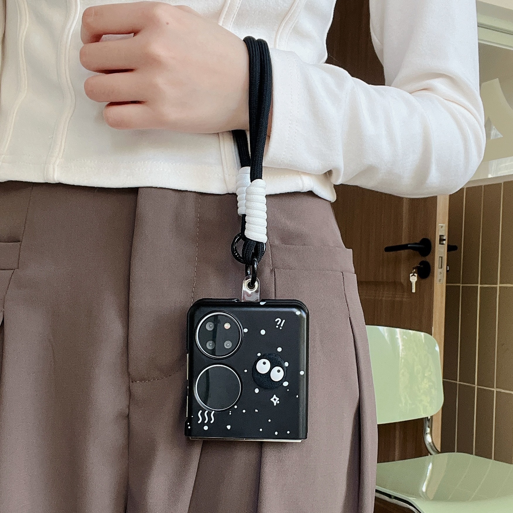 Briquettes coffee for Huawei p50pocket treasure box phone case folding screen protective cover Japanese and Korean three-dimensional cartoon_voghion.com
