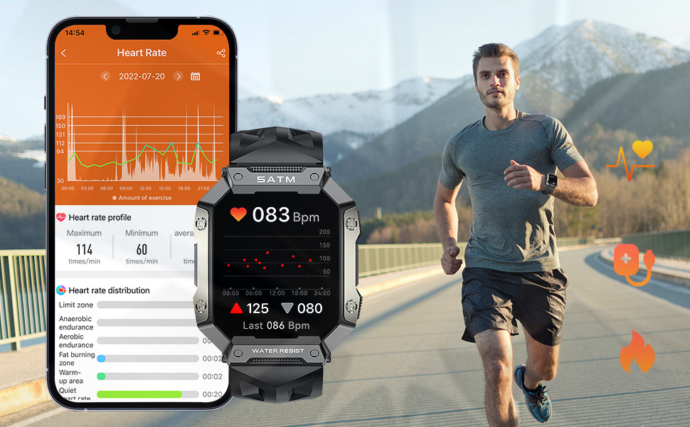 Montre connectée c20pro grand écran bluetooth sport cardio_voghion.com