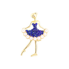 跨境熱銷韓版高端水鑽珍珠裙擺女孩精美胸針別針開衫西裝飾品配件