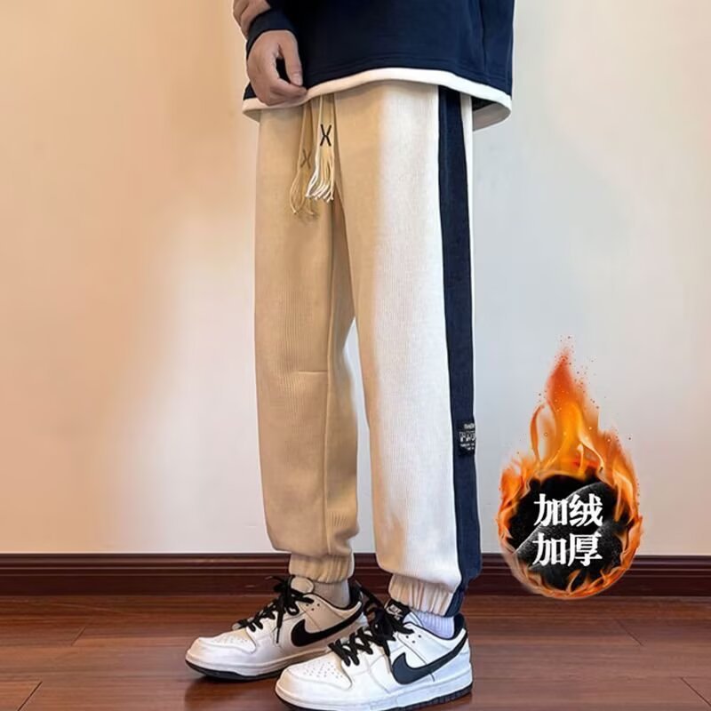 2025年新款卫裤男春秋款宽松束脚裤男士休闲裤冬季加绒保暖灯芯绒