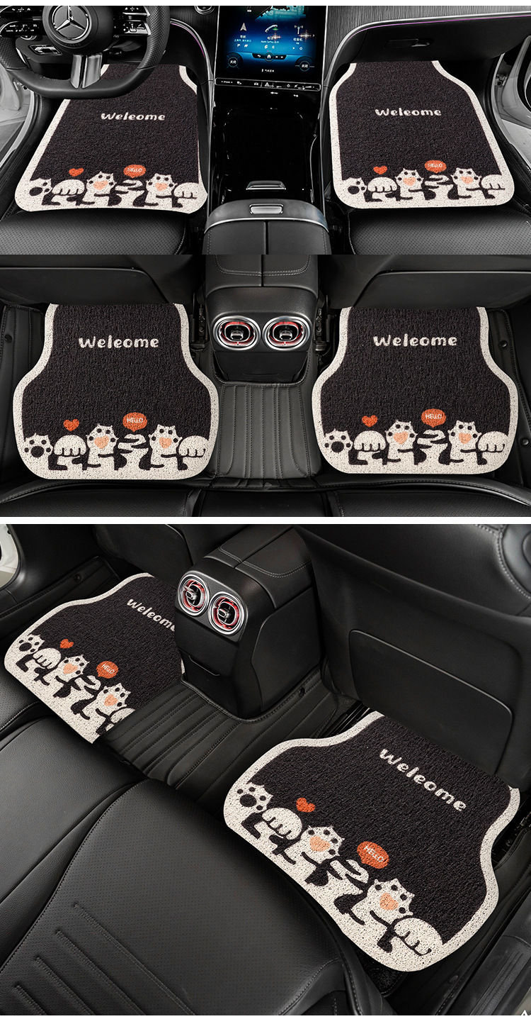 General Motors Floor Mats for Girls, Cartoon Cute Car Interior Mud Scraping Foot Mats, Wire Rings, Non-Slip and Anti-Dirty Floor Mats