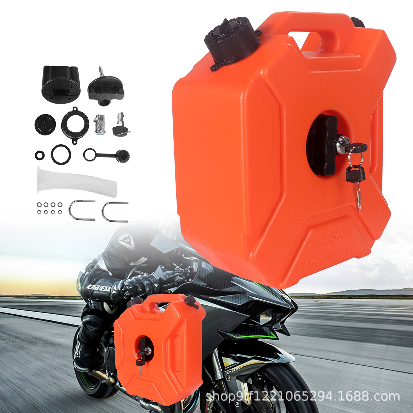 Wholesale Car and Motorcycle Spare Fuel Tank 5L with Lock Emergency Oil Pot Diesel Gasoline Plastic Oil Barrel Thickeneded Cross-Border