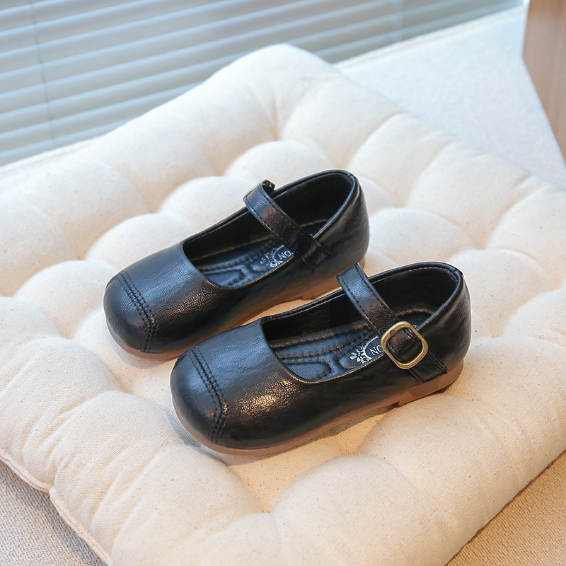 Zapatos de cuero para niñas, primavera y otoño 2026, nuevos zapatos de princesa elegantes para niñas, mocasines de suela blanda, zapatos Mary Jane.