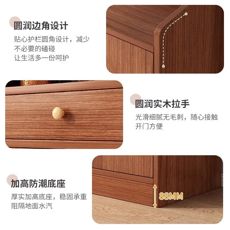 壁に沿ったサイドボード、多機能模造無垢材キャビネット、リビングルームディスプレイ収納キャビネット、ティーキャビネット、ホテルの食事準備キャビネット|undefined