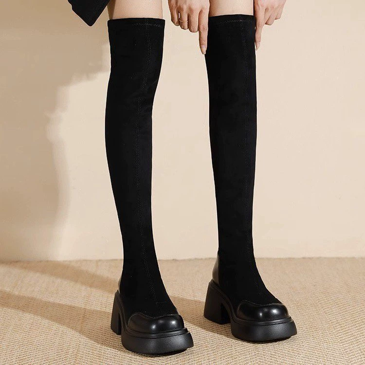 Сапоги для колен женские 2024 новые осенние и зимние новые сапоги эластичные сапоги женские туфли на коленях