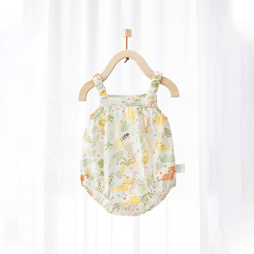 Baby summer pure cotton jersey baby clothes newborn clothes animal forest suspenders jumpsuits romper clothes