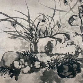 石涛《水墨兰花图》花卉国画长手卷图片素材艺术微喷宣纸绢布复制