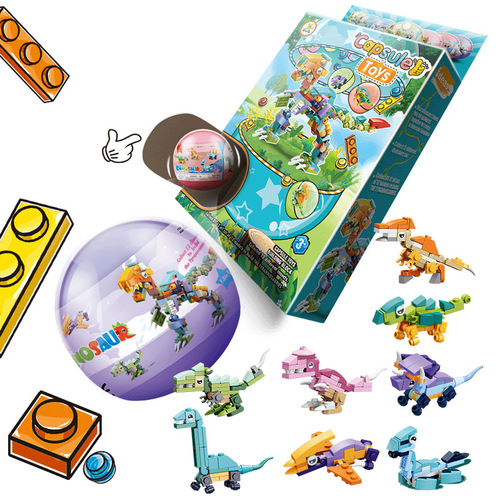 Blind box assembly children's toys cross-border small particle gifts high Chinese building blocks gashapon machine Tyrannosaurus rex dinosaur