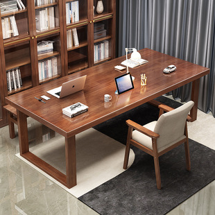 Solid wood long desk household office long table Mobin workbench two -person learning table to the living room to turn the table