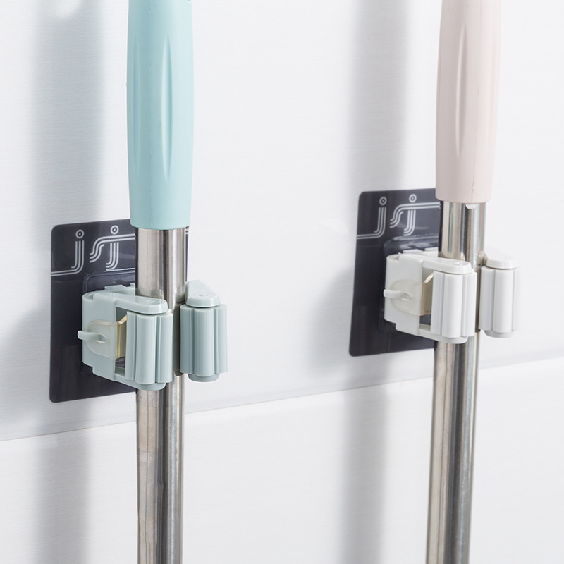 Wall-Mounted Mop Holder, No-Drill Mop Clip, Bathroom Mop Holder, Storage Rack, Strong Adhesive Storage Rack