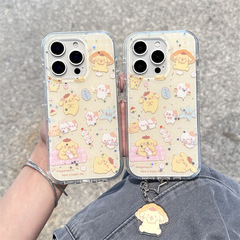 闪片格纹沙发卡通布丁狗适用iPhone17苹果16ProMax/15/14手机壳女
